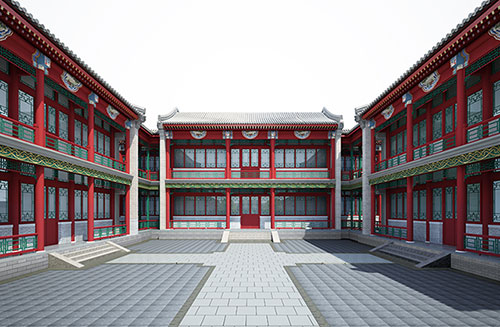 衡山北京四合院设计古建筑鸟瞰图展示